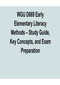 WGU D669 Early Elementary Literacy Methods Study Guide Key Concepts and Exam Preparation 2025&sol; 2026 Practice Questions and Verified Answers