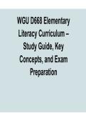 WGU D668 Elementary Literacy Curriculum Study Guide Key Concepts and Exam Preparation 2025&sol; 2026 Practice Questions and Verified Answers