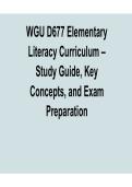WGU D677 Elementary Literacy Curriculum Study Guide Key Concepts and Exam Preparation 2025&sol; 2026 Practice Questions and Verified Answers