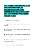 AQA GCSE ENGLISH LITERATURE PAPER ONE SHAKESPEARE AND THE NINETEENTH CENTURY NOVEL COMPREHENSIVE EVALUATION SCRIPT 2026 FULL QUESTIONS AND CORRECT ANSWERS PASSED