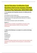 Special Education Certification Exam  Questions And Correct Answers &lpar;Verified  Answers&rpar; Plus Rationales 2025&sol;2026 Q&A 