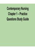 Contemporary Nursing Chapter 1 Practice Questions Study Guide 2025&sol; 2026 with Verified Answers