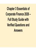 Chapter 3 Essentials of Corporate Finance Study Guide 2025&sol; 2026 Practice Questions and Verified Answers