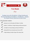 Reading Across the Disciplines&colon; College Reading and Beyond 8th Edition Test Bank &lpar;McWhorter&rpar; &ndash; Chapter-by-Chapter Practice Questions & Study Guide