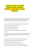 Leadership Exam 3 Practice QUESTIONS AND VERIFIED CORRECT ANSWERS LATEST 2026-2027 GRADED A&plus; 100- GUARANTEED PASS&period;