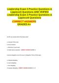 Leadership Exam 3 Practice Questions & Lippincott Questions AND VERIFIED CORRECT ANSWERS LATEST 2026-2027 GRADED A&plus; 100- GUARANTEED PASS&period;
