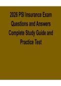 2025&sol; 2026 PSI Insurance Exam Questions and Answers Complete Study Guide and Practice Test