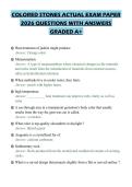 COLORED STONES ACTUAL EXAM PAPER 2026 QUESTIONS WITH ANSWERS GRADED A&plus;