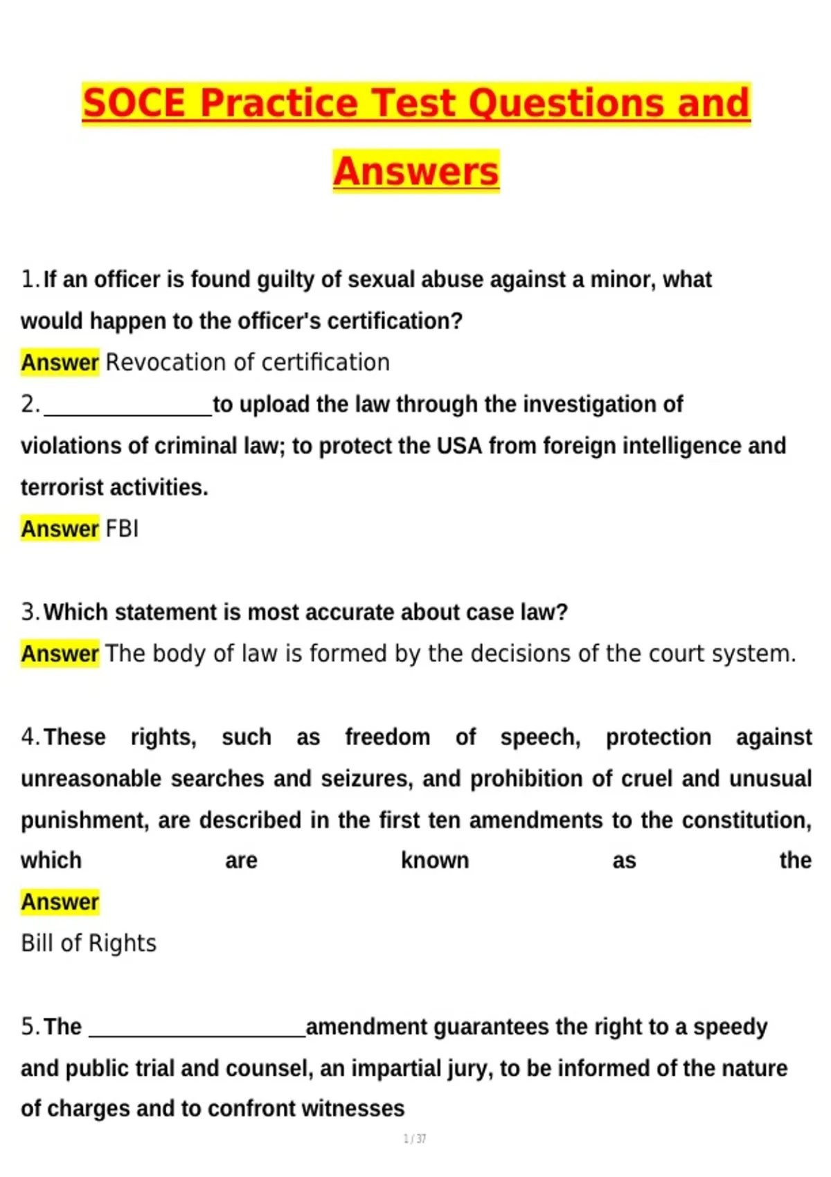 Soce Questions SOCE Practice Test Exam 2026 Actual with Questions & Answers (Latest ...