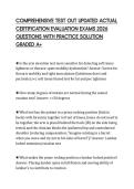 COMPREHENSIVE TEST OUT UPDATED ACTUAL CERTIFICATION EVALUATION EXAMS 2026 QUESTIONS WITH PRACTICE SOLUTION GRADED A&plus;