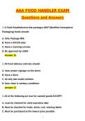 AAA Food Handler Exam 2026 Actual with Questions & Answers &lpar;Latest 2026 &sol; 2027 Update&rpar; 100&percnt; Guarantee Pass &lpar;Verified Answers&rpar;