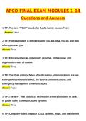 APCO FINAL EXAM QUESTIONS Modules 1&comma; 2&comma; 3&comma; 4&comma; 5&comma; 6&comma; 7&comma; 8&comma; 9&comma; 10&comma; 11&comma; 12&comma; 13 and 14 &lpar;140 Qs&rpar; 2026 Actual with Questions & Answers &lpar;Latest 2026 &sol; 2027 Update&rpar; 100&percnt; Guarantee Pass &lpar;Verified Answers&rpar;