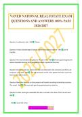 VANED NATIONAL REAL ESTATE EXAM QUESTIONS AND ANSWERS 100&percnt; PASS 2026&sol;2027