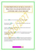 VANED PRINCIPLES OF REAL ESTATE 1 PRACTICE EXAM QUESTIONS AND ANSWERS 100&percnt; PASS 2026&sol;2027