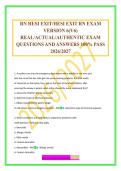 RN HESI EXIT&sol;HESI EXIT RN EXAM VERSION 6&lpar;V6&rpar; REAL&sol;ACTUAL&sol;AUTHENTIC EXAM QUESTIONS AND ANSWERS 100&percnt; PASS 2026&sol;202