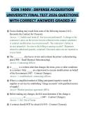 CON 1400V - DEFENSE ACQUISITION UNIVERSITY FINAL TEST 2026 QUESTIONS WITH CORRECT ANSWERS GRADED A&plus;
