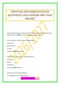 STOTT PILATES WRITTEN EXAM QUESTIONS AND ANSWERS 100&percnt; PASS 2026&sol;2027