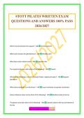 STOTT PILATES WRITTEN EXAM QUESTIONS AND ANSWERS 100&percnt; PASS 2026&sol;2027