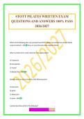 STOTT PILATES WRITTEN EXAM QUESTIONS AND ANSWERS 100&percnt; PASS 2026&sol;2027
