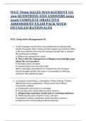WGU D099 SALES MANAGEMENT OA 300 QUESTIONS AND ANSWERS 2025  2026 COMPLETE OBJECTIVE ASSESSMENT EXAM PACK WITH DETAILED RATIONALES