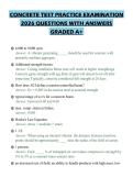 CONCRETE TEST PRACTICE EXAMINATION 2026 QUESTIONS WITH ANSWERS GRADED A&plus;