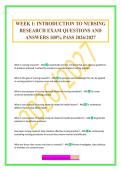 WEEK 1&colon; INTRODUCTION TO NURSING RESEARCH EXAM QUESTIONS AND ANSWERS 100&percnt; PASS 2026&sol;2027