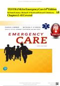 TEST BANK FOR EMERGENCY CARE 14TH EDITION BY DANIEL J&period; LIMMER Test Bank For Emergency Care&comma; 14e &lpar;Limmer&sol;O'Keefe&sol;Dickinson&rpar;