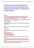 TCOLE Jail School Exam &lpar;2026-2027 Most  Recent Update&rpar; with Proven Questions and  Reliable Answers for Success &sol;100&percnt;Solved &sol;  Already Graded A&plus;