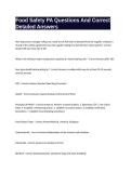 Food Safety PA Questions And Correct Detailed Answers