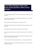 Food Safety Manager Flash Cards Exam Actual Questions With Correct Answers