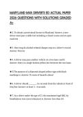 MARYLAND MVA DRIVER'S ED ACTUAL PAPER 2026 QUESTIONS WITH SOLUTIONS GRADED A&plus;