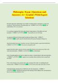 Philosophy Exam &vert; Questions and  Answers &vert; A&plus;  Graded &vert; With Expert  Solutions