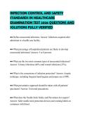 INFECTION CONTROL AND SAFETY STANDARDS IN HEALTHCARE EXAMINATION TEST 2026 QUESTIONS AND SOLUTIONS FULLY VERIFIED