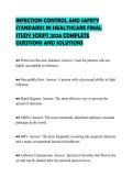 INFECTION CONTROL AND SAFETY STANDARDS IN HEALTHCARE FINAL STUDY SCRIPT 2026 COMPLETE QUESTIONS AND SOLUTIONS
