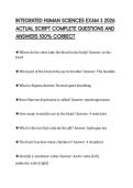 INTEGRATED HUMAN SCIENCES EXAM 3 2026 ACTUAL SCRIPT COMPLETE QUESTIONS AND ANSWERS 100&percnt; CORRECT