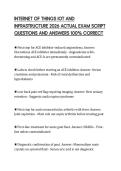 INTERNET OF THINGS IOT AND INFRASTRUCTURE 2026 ACTUAL EXAM SCRIPT QUESTIONS AND ANSWERS 100&percnt; CORRECT