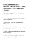 INTERNET OF THINGS IOT AND INFRASTRUCTURE 2026 EXAM STUDY GUIDE COMPLETE QUESTIONS AND SOLUTIONS GRADED A&plus;