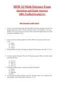 HESI A2 Math Entrance Exam Actual 2026 &sol; 2027 Questions with Verified Answers Grade A&plus; Guarantee