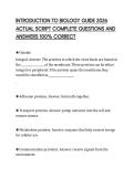 INTRODUCTION TO BIOLOGY GUIDE 2026 ACTUAL SCRIPT COMPLETE QUESTIONS AND ANSWERS 100&percnt; CORRECT