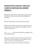 INTRODUCTION TO BIOLOGY GUIDE 2026 COMPLETE QUESTIONS AND ANSWERS GRADED A&plus;