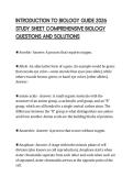 INTRODUCTION TO BIOLOGY GUIDE 2026 STUDY SHEET COMPREHENSIVE BIOLOGY QUESTIONS AND SOLUTIONS