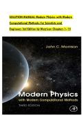 Complete Solution Manual - Modern Physics with Modern Computational Methods&colon; for Scientists and Engineers 3rd Edition by John Morrison&comma; All 15 Chapters Fully Covered With Questions And Verified Solutions&period;