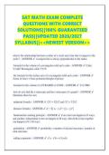 SAT MATH EXAM COMPLETE  QUESTIONS WITH CORRECT  SOLUTIONS&vert;&vert;100&percnt; GUARANTEED  PASS&vert;&vert;UPDATED 2026&sol;2027  SYLLABUS&vert;&vert;<<NEWEST VERSION>> 