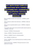 ACT MATH EXAM COMPLETE  QUESTIONS WITH CORRECT  SOLUTIONS&vert;&vert;100&percnt; GUARANTEED  PASS&vert;&vert;UPDATED 2026&sol;2027  SYLLABUS&vert;&vert;<<NEWEST  VERSION>> 
