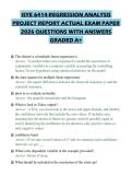 ISYE 6414-REGRESSION ANALYSIS PROJECT REPORT ACTUAL EXAM PAPER 2026 QUESTIONS WITH ANSWERS GRADED A&plus;