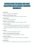 IVYTECH APHY 102 FINAL TEST 2026 QUESTIONS WITH CORRECT ANSWERS GRADED A&plus;