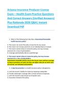 Arizona Insurance Producer License  Exam &ndash; Health Exam Practice Questions  And Correct Answers &lpar;Verified Answers&rpar;  Plus Rationale 2026 Q&A&vert; Instant  Download Pdf 