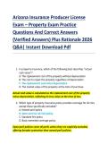 Arizona Insurance Producer License  Exam &ndash; Property Exam Practice  Questions And Correct Answers  &lpar;Verified Answers&rpar; Plus Rationale 2026  Q&A&vert; Instant Download Pdf 