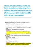 Compilation Bundle for Arizona Insurance Producer Licensing &lpar;Life&comma; Health&comma; Property&comma; Casualty&rpar; Exams Practice Questions And Correct Answers &lpar;Verified Answers&rpar; Plus Rationale 2026 Q&A&vert; Instant Download Pdf