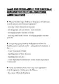 LAWS AND REGULATIONS FOR QAC EXAM EXAMINATION TEST 2026 QUESTIONS WITH SOLUTIONS